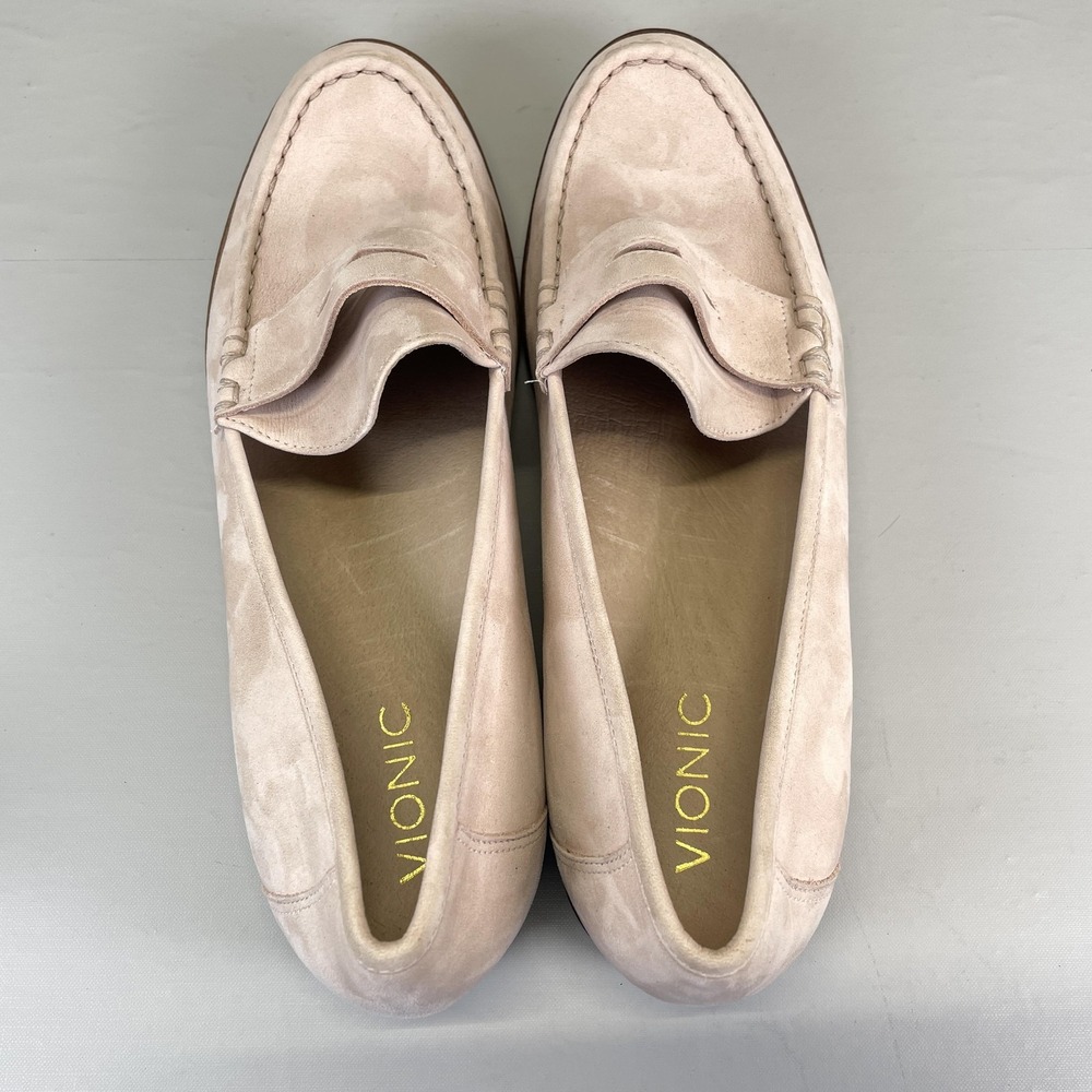 Vionic Waverly Penny Loafers Womens Size 11 Beige Pink Nubuck Moc Toe Shoes - Picture 9 of 10